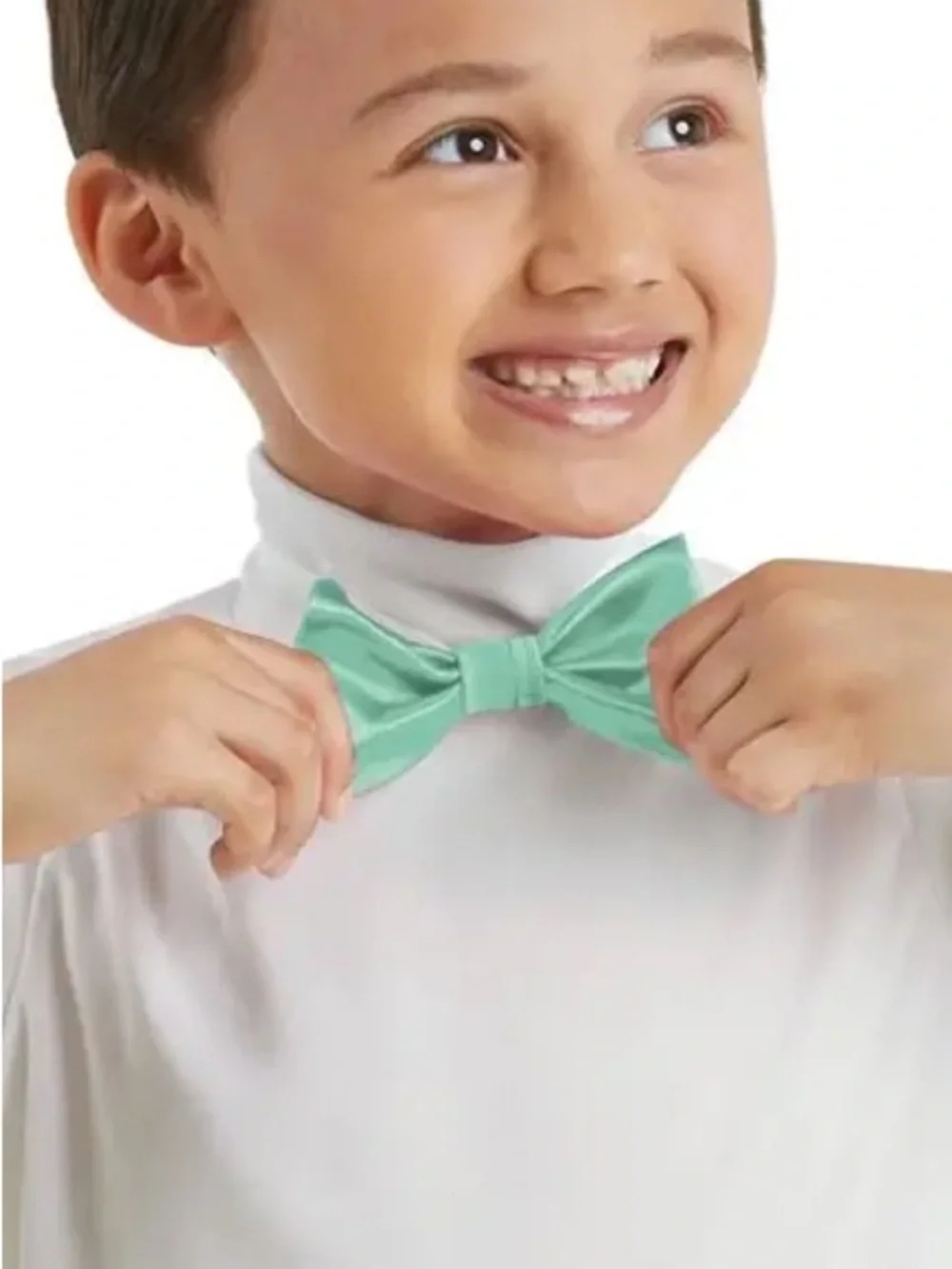 Weissman Mint Green Satin Kids Bow Tie